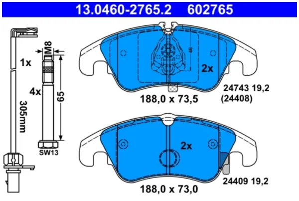 SET PLĂCUȚE FRÂNĂ, FRÂNĂ DISC | ATE