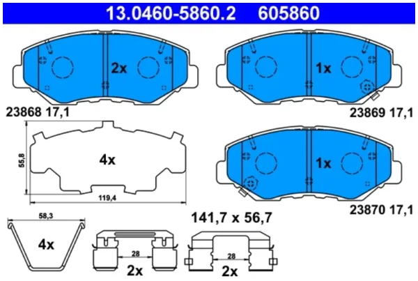 SET PLĂCUȚE FRÂNĂ, FRÂNĂ DISC | ATE