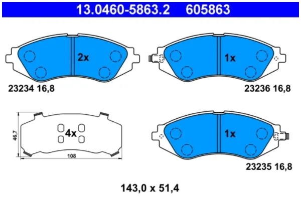 SET PLĂCUȚE FRÂNĂ, FRÂNĂ DISC | ATE